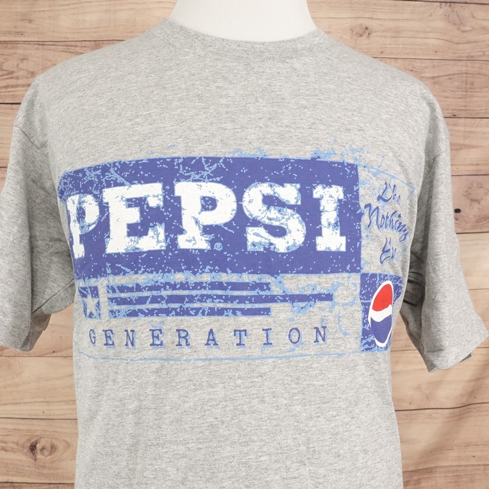 Vintage Pepsi Shirt Mens L/XL Gray Deadstock Generation Graphic Tee T-Shirt